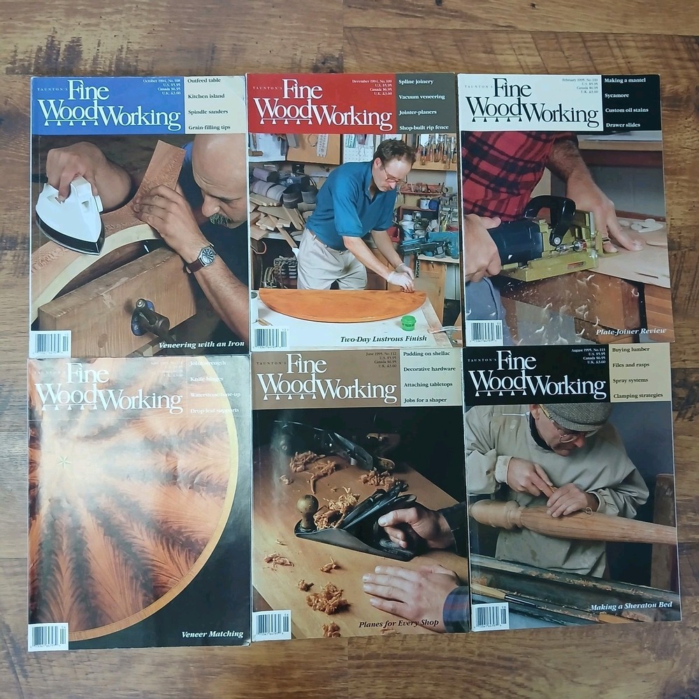 Lot Of 6 "Fine Woodworking" Magazines Issues (#108-113) 1994-1995 Vintage
